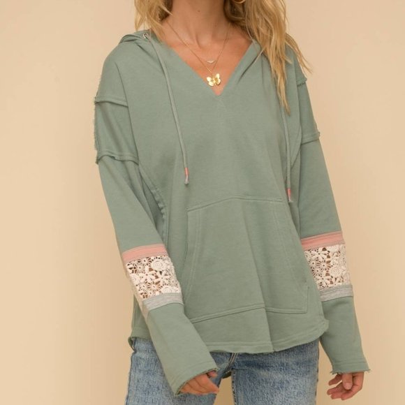 All Things You Buy Tops - Lace French Terry Hoodie